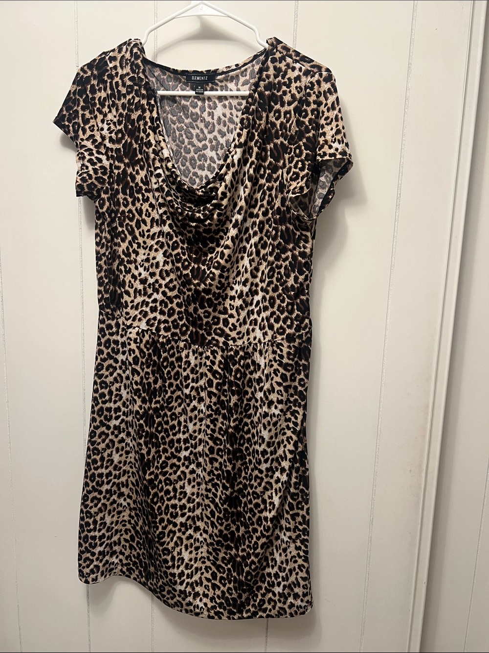 Elementz Leopard Print Mini Dress in Brown and Black